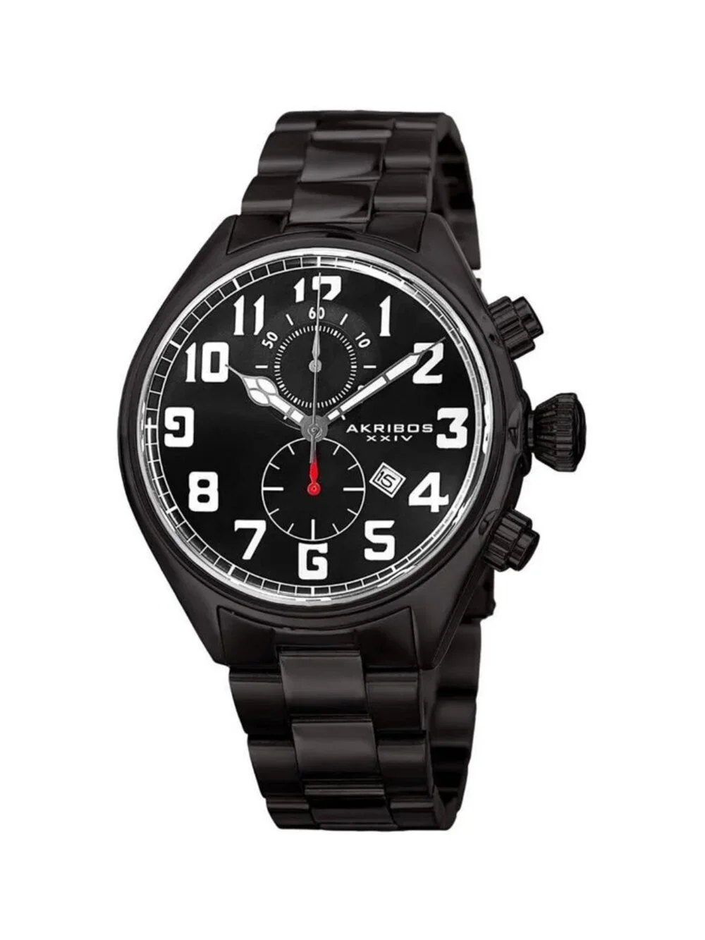 NWT Akribos XXIV Trek Chronograph Quartz Black Dial Men's Watch
